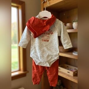 Adventurewear 360 Baby 3mos Pumpkin 3pc Outfit NEW